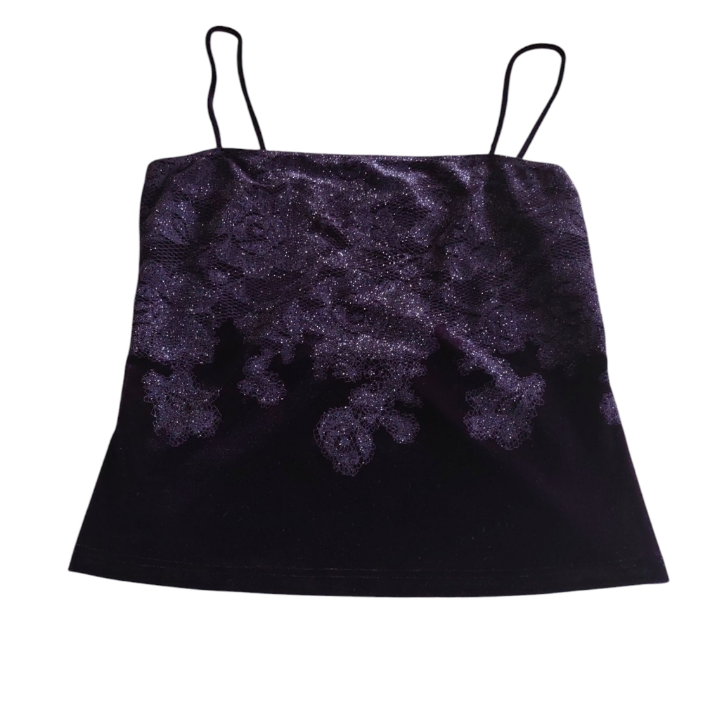 Rave XL Purple Velour Glitter Crop Top